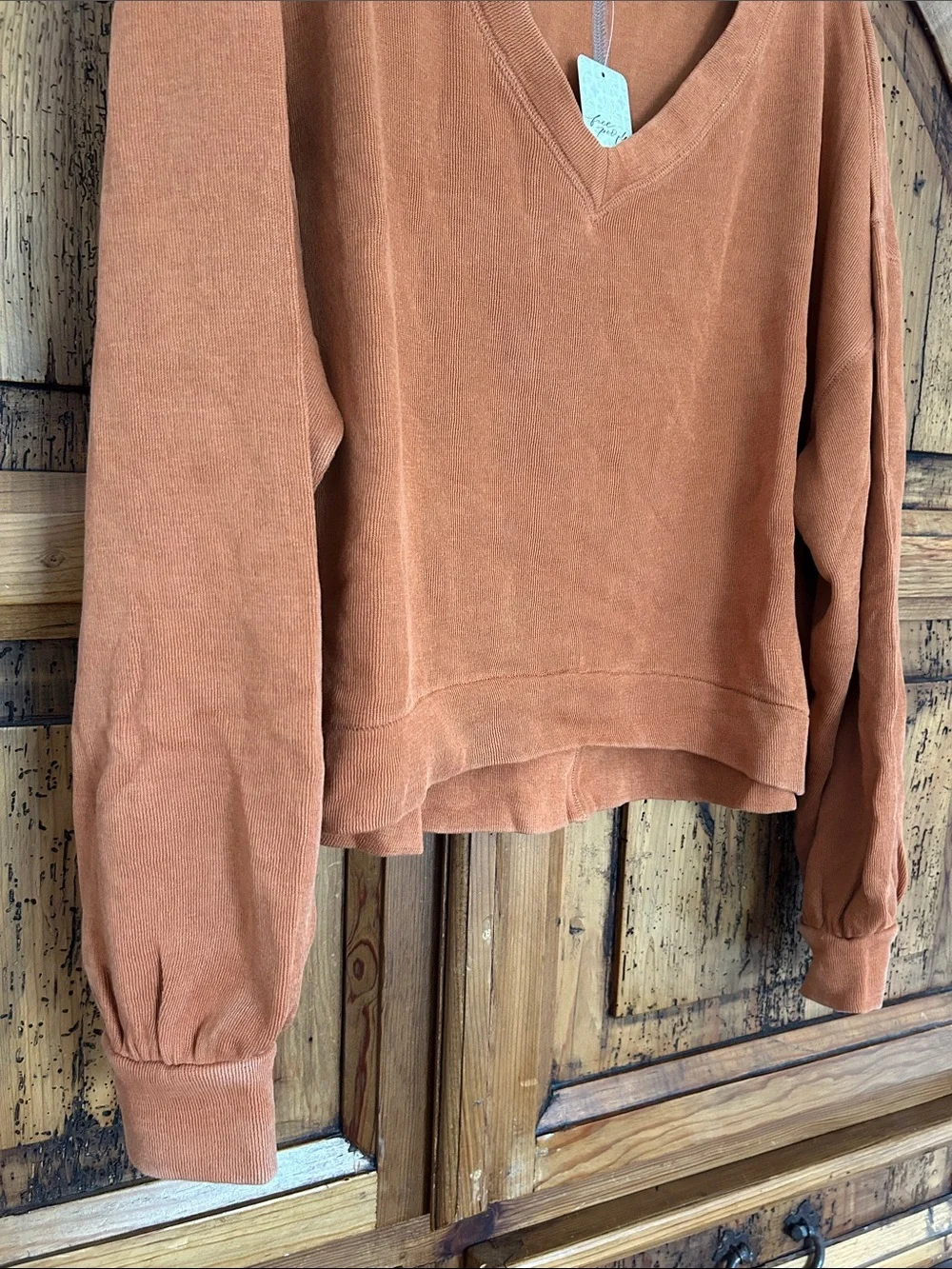 NWT Free People Comfort Zone V Neck Pullover Orange Fall Halloween Sweater Top